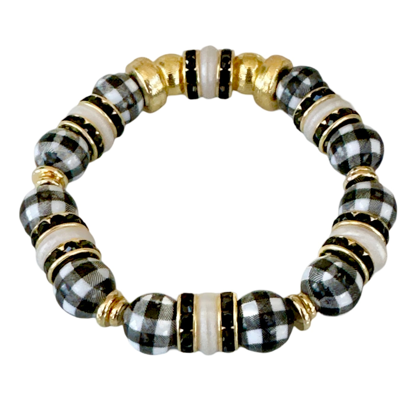 BLACK PLAID MINI BANGLE WITH  BLACK CZ ACCENTS