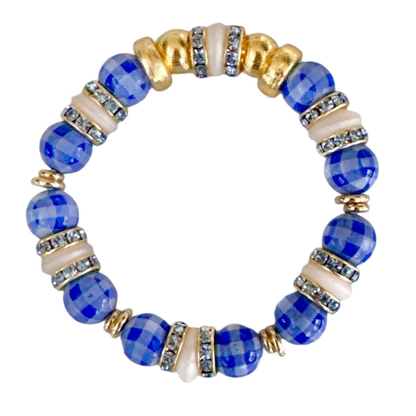 BLUE PLAID MINI BANGLE WITH  BLUE CZ ACCENTS