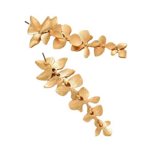 MATTE GOLD DROP FLOWER EARRING