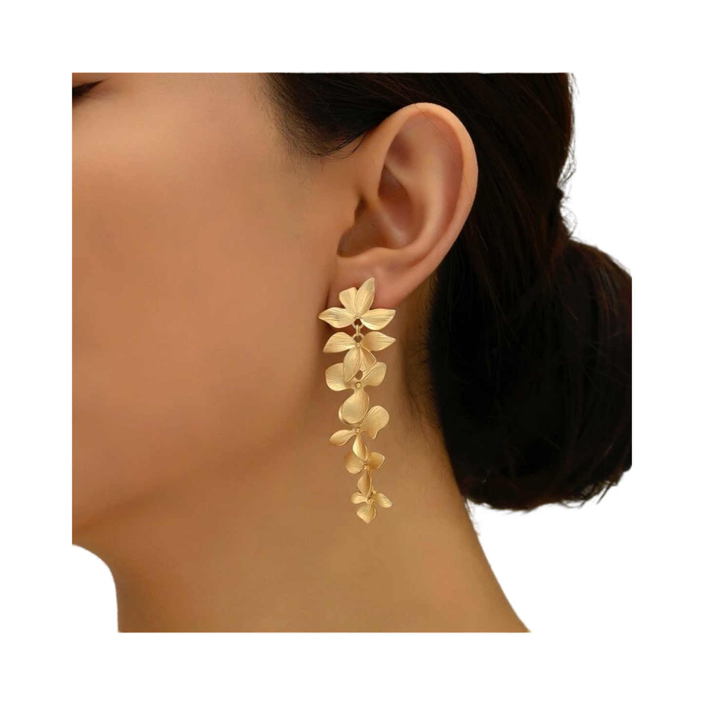 MATTE GOLD DROP FLOWER EARRING