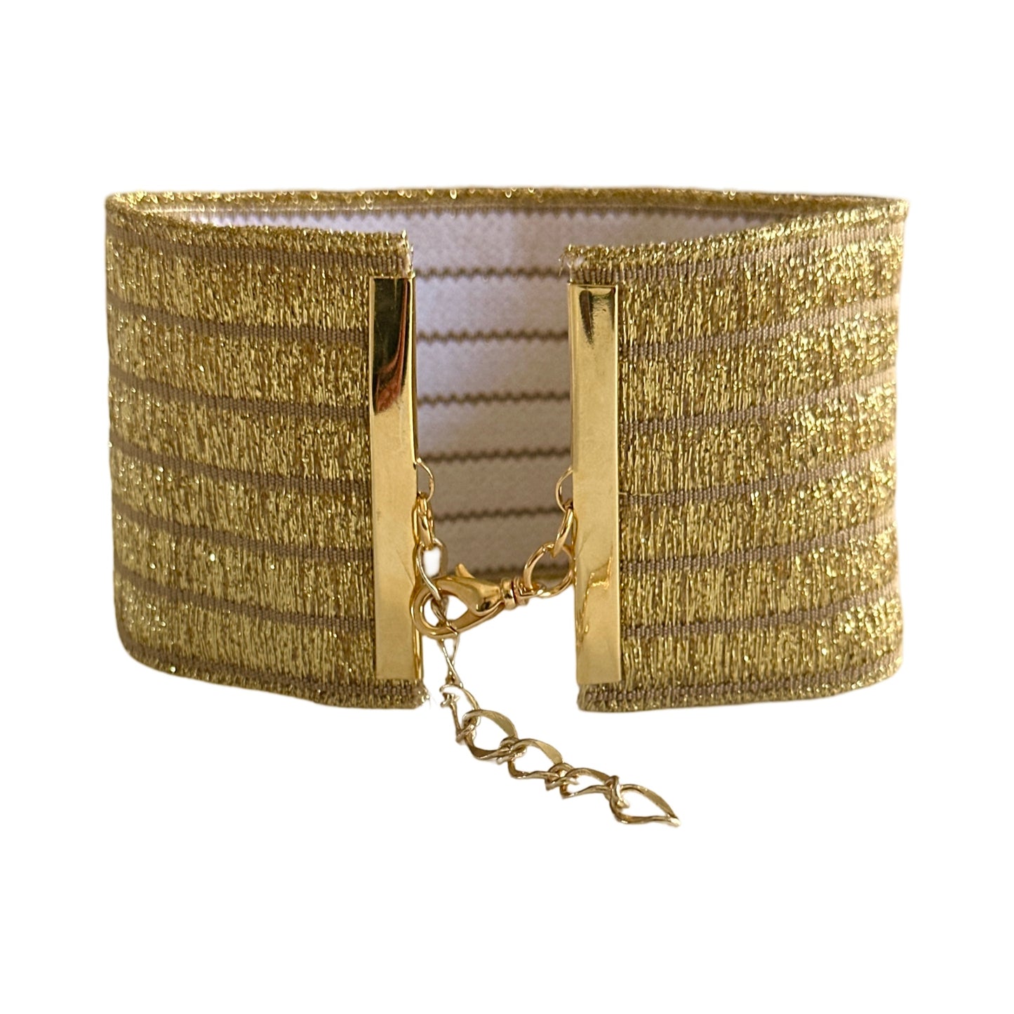 RIBBED SPARKLY GOLD NECK CUFF