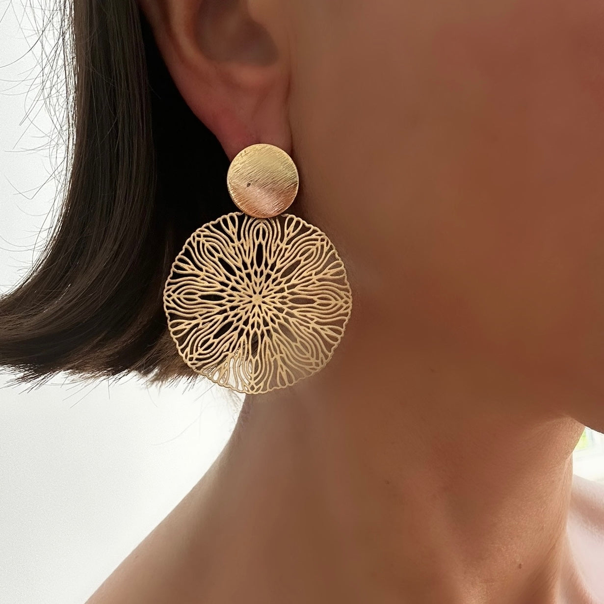 Laser cut deals gold earrings