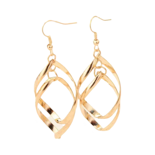 INTERTWINED OVAL GOLD EARRING