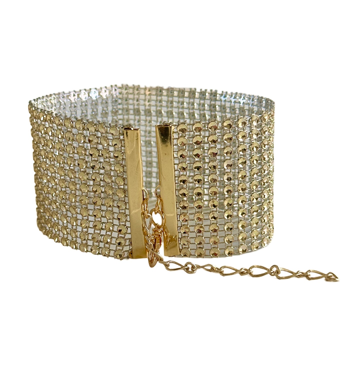 WOVEN SEQUIN GOLD NECK CUFF