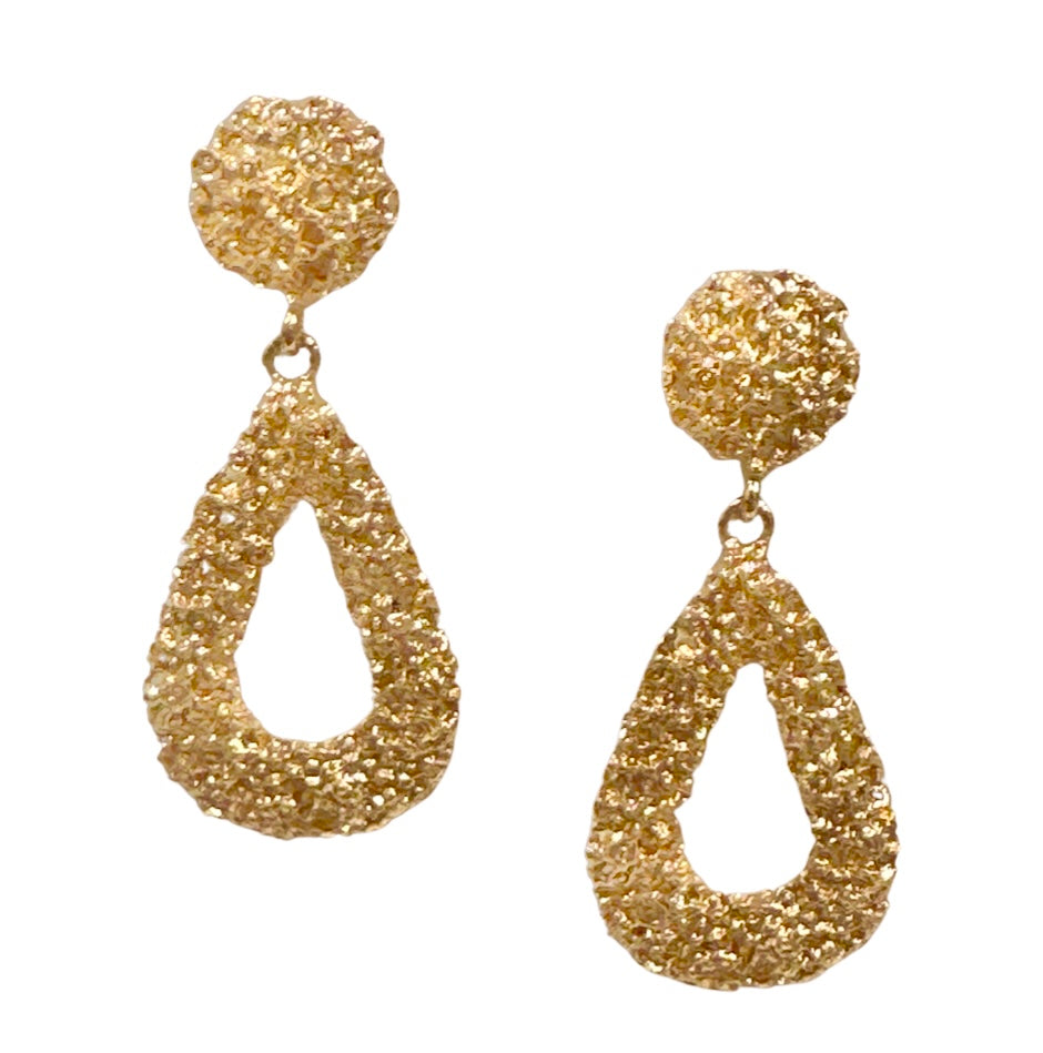 TEXTURED GOLD OVAL DROP EARRING – brynn hudson